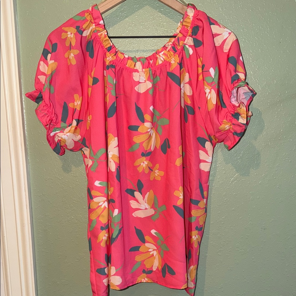 Vibrant Floral Women's Blouse L
